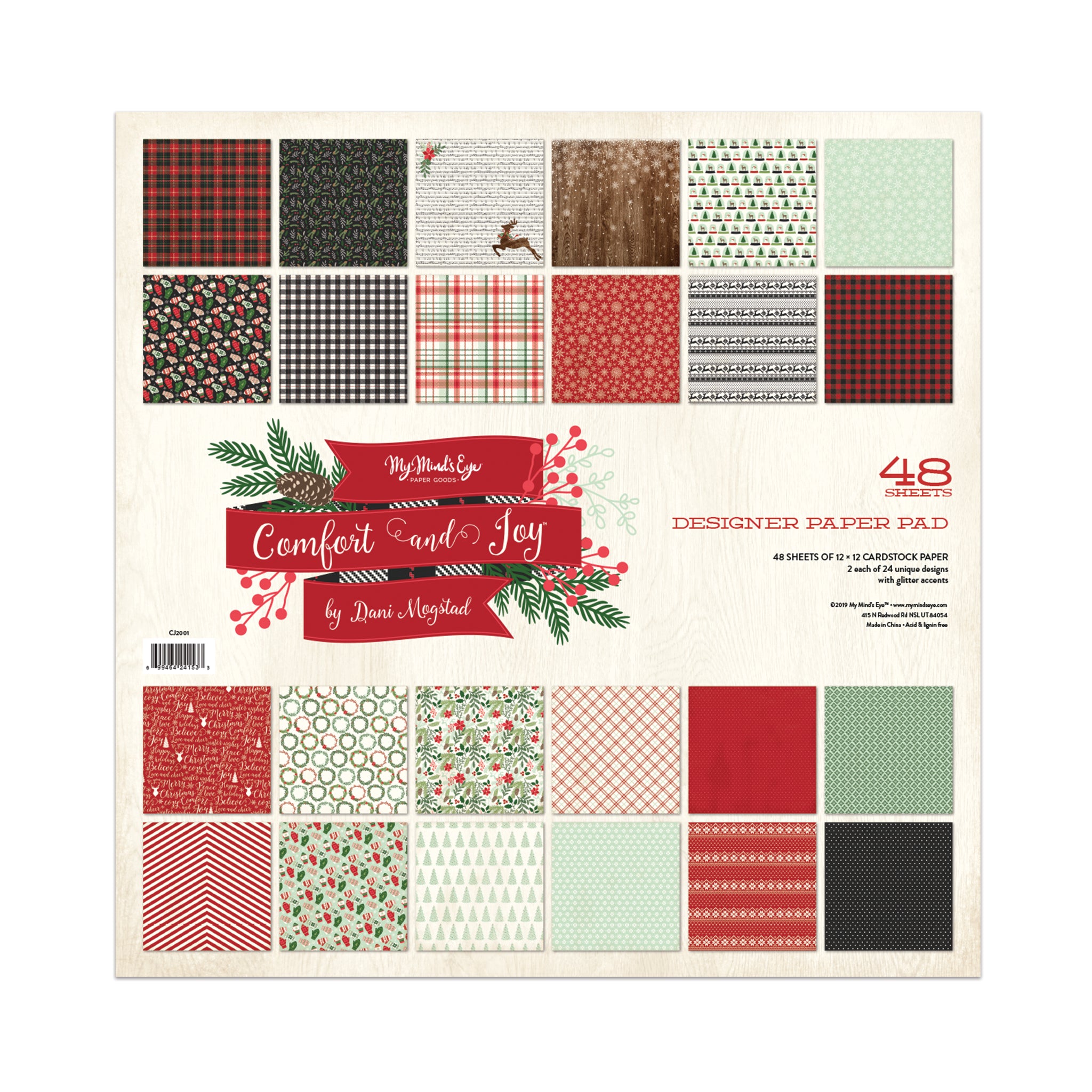 6 Sheets! My Mind's Eye Cozy Christmas 12X12 Double-Sided