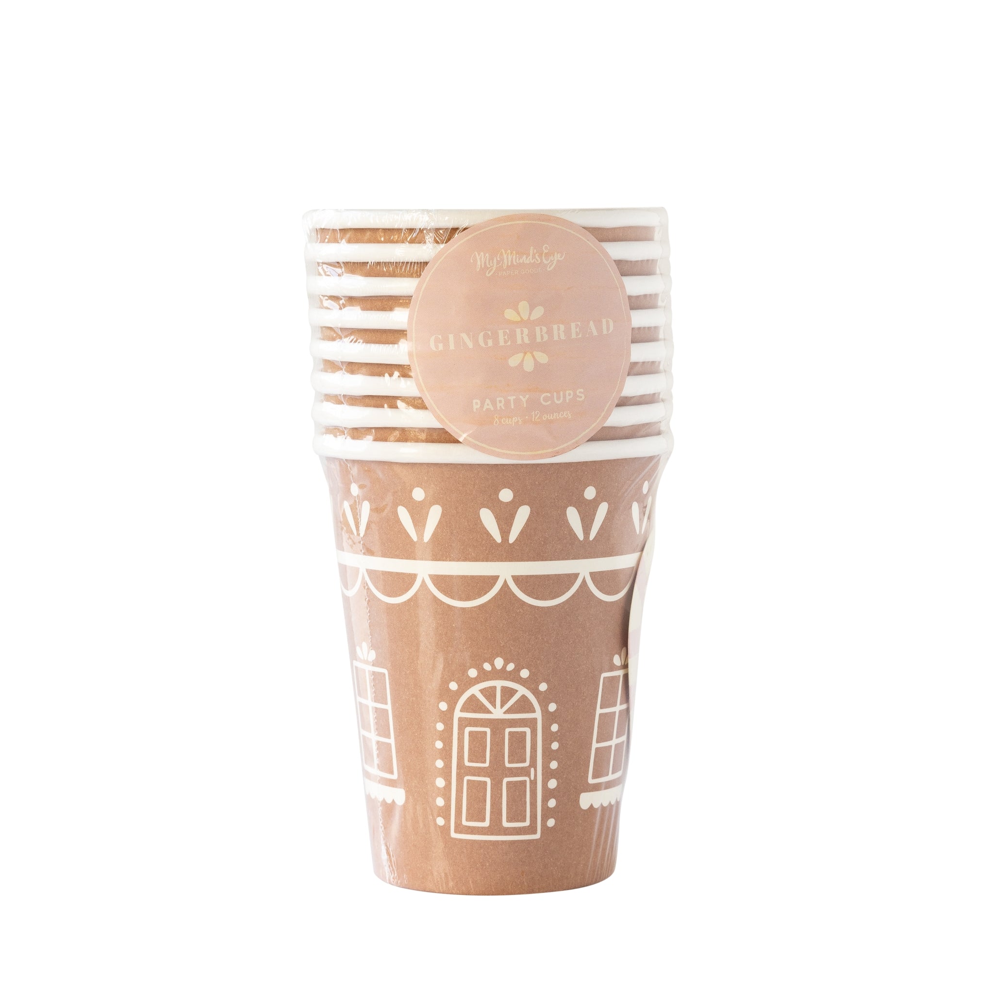 Pink Gingerbread House Paper Party Cups