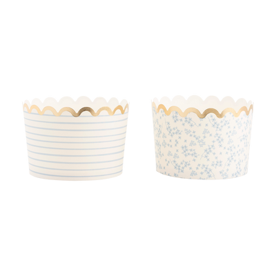 Baby Blue Floral and Stripes Jumbo Food Cups (40ct)