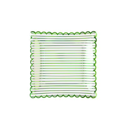 Green Striped Paper Plate
