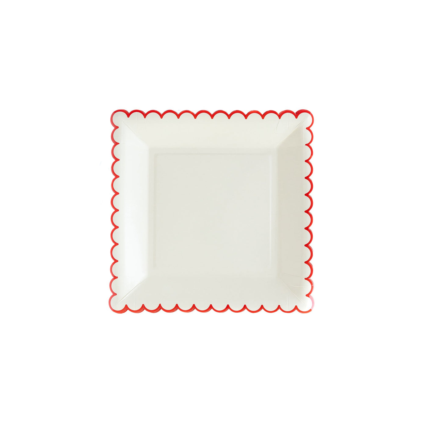 Cream/Red Scallop 9" Paper Plate
