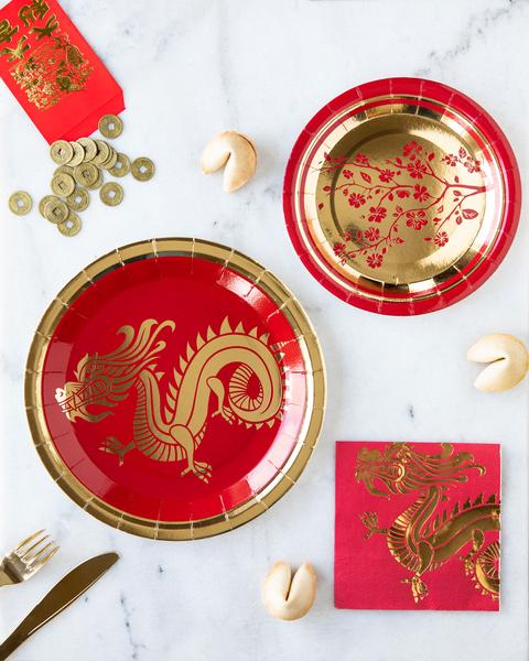 Chinese New Year Floral 7" Plates - My Mind's Eye Paper Goods