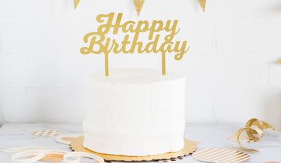Happy Birthday Cake Topper - Gold - My Mind's Eye Paper Goods