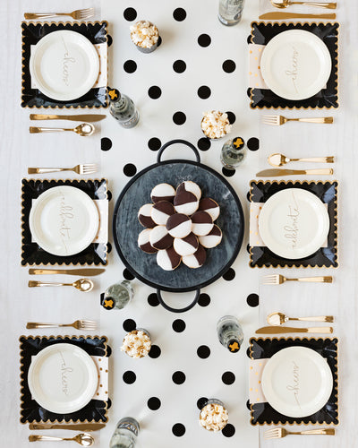 Cream with Black Dots Paper Table Runner