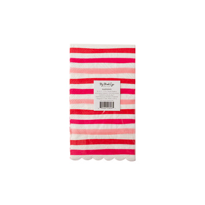 Red/Pink Scallop Stripe Guest Towel