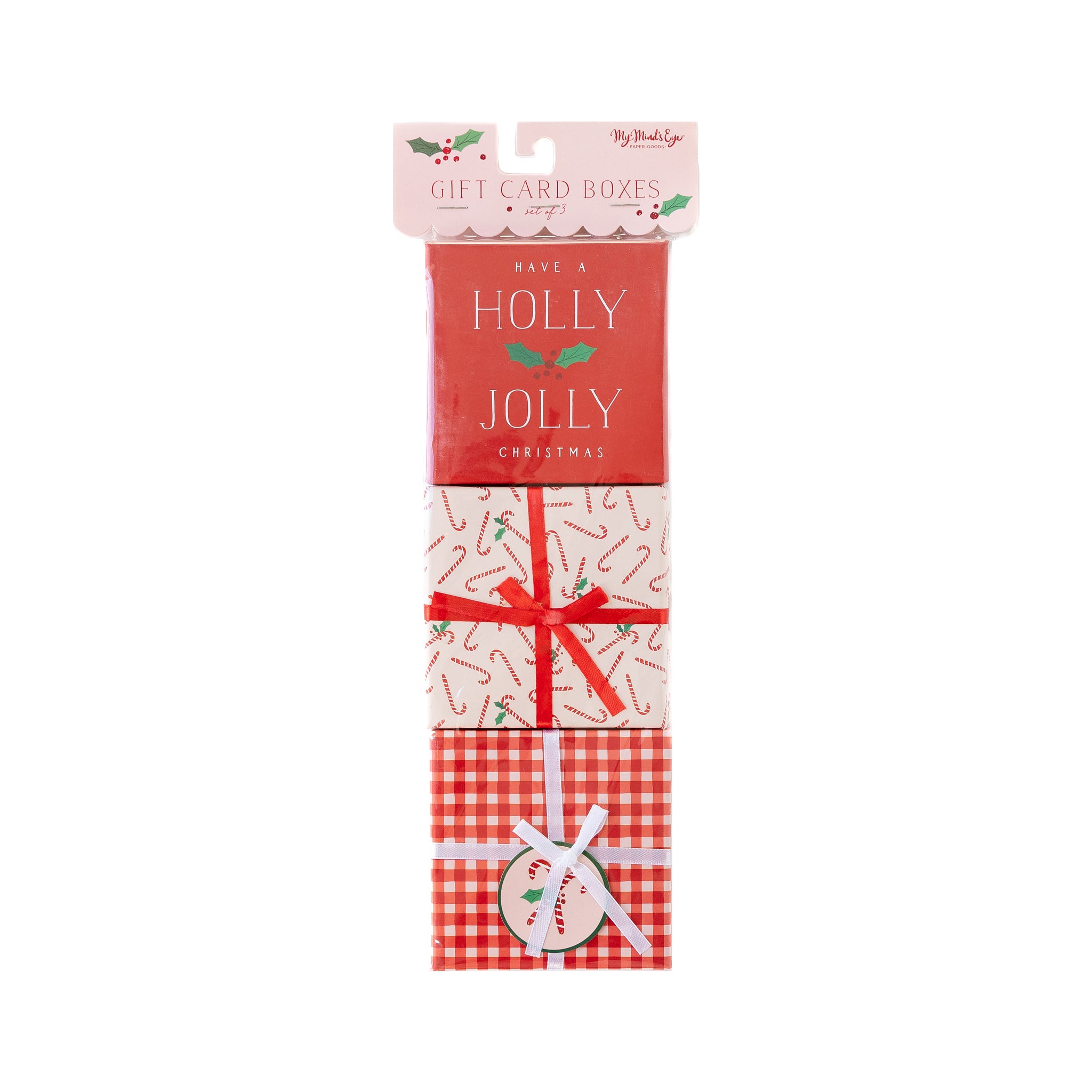 Holly Jolly Candy Cane Gift Card Boxes My Mind's Eye Paper Goods