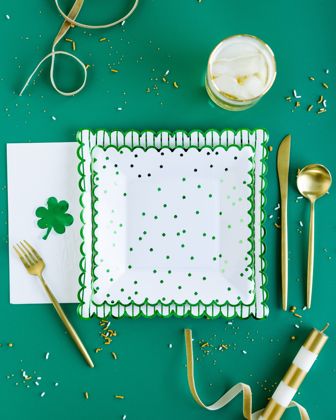 Green Striped Paper Plate