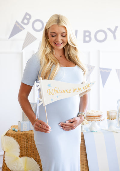 Welcome Little One Blue Pennant