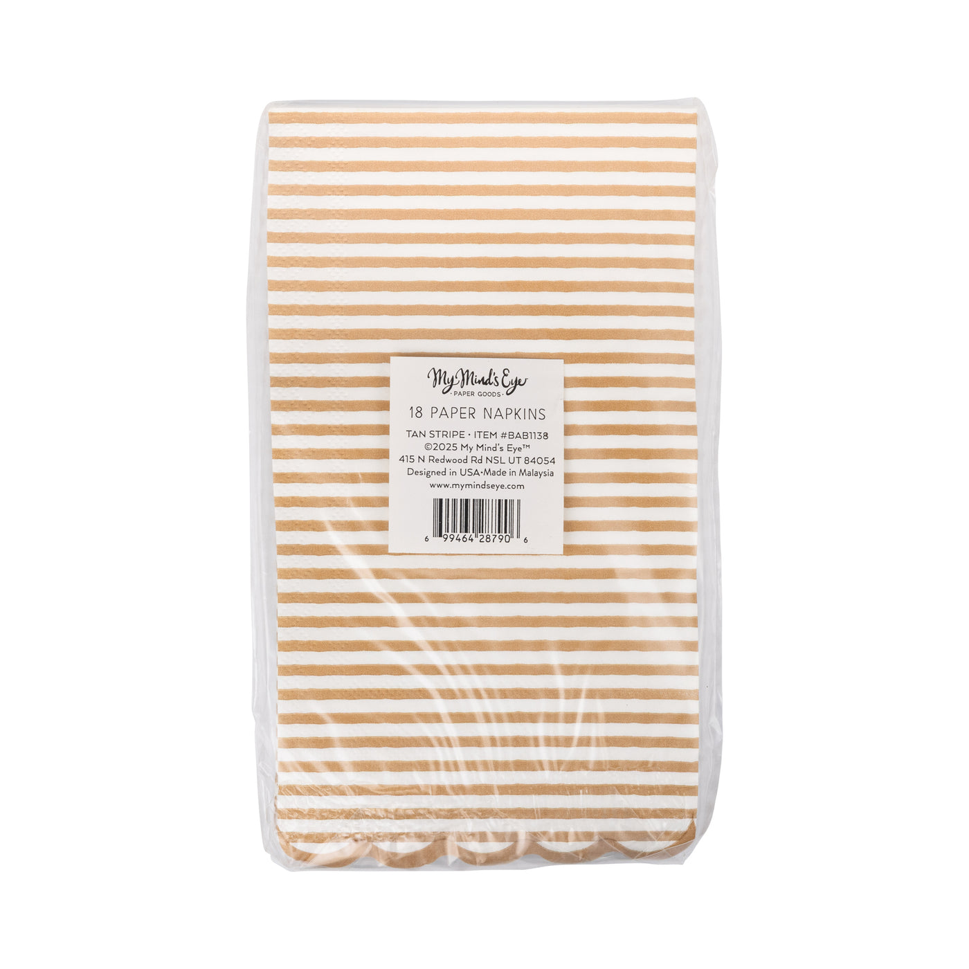 Tan Striped Dinner Dinner Napkin
