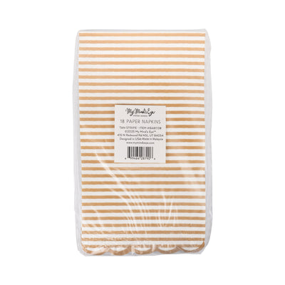 Tan Striped Dinner Dinner Napkin