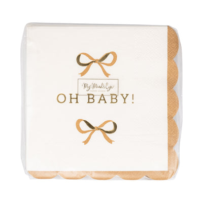 Oh Baby Gold and Tan Cocktail Napkin