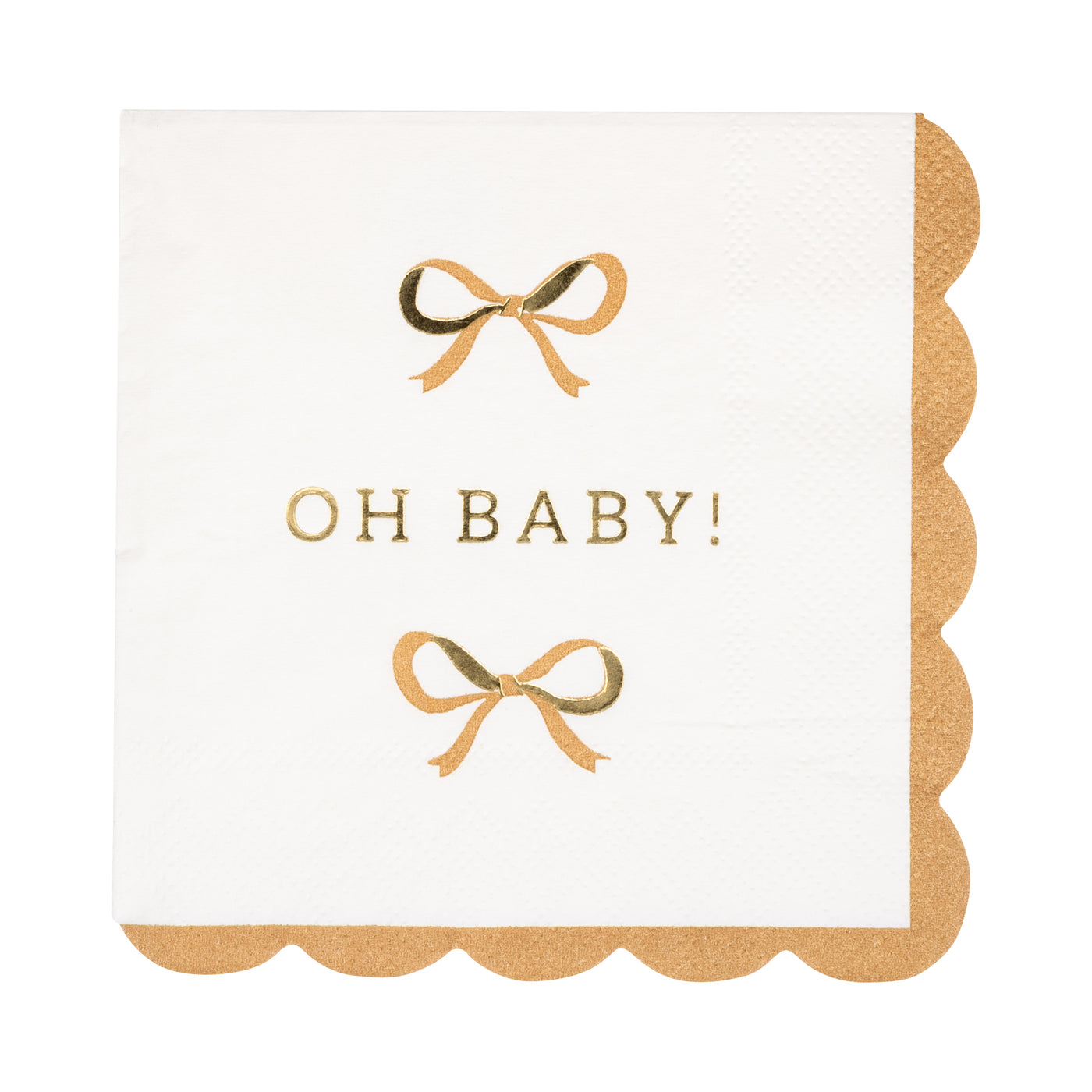 Oh Baby Gold and Tan Cocktail Napkin