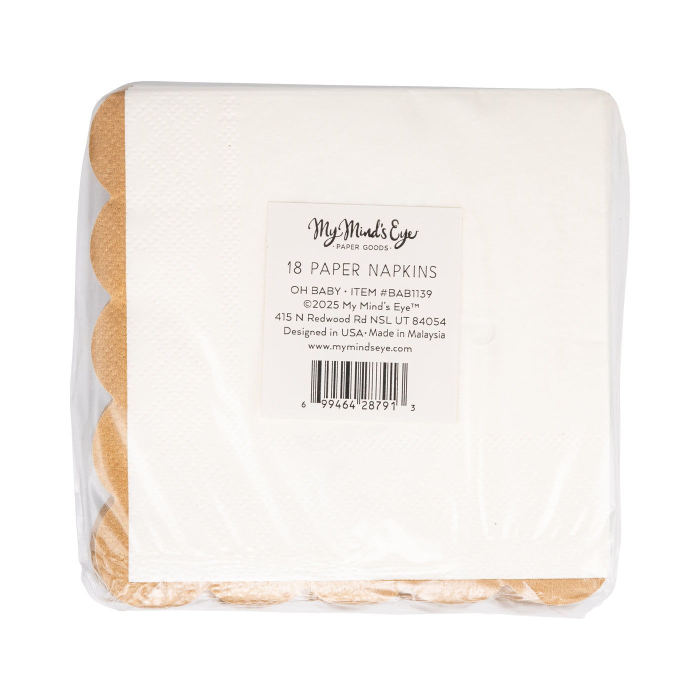 Oh Baby Gold and Tan Cocktail Napkin