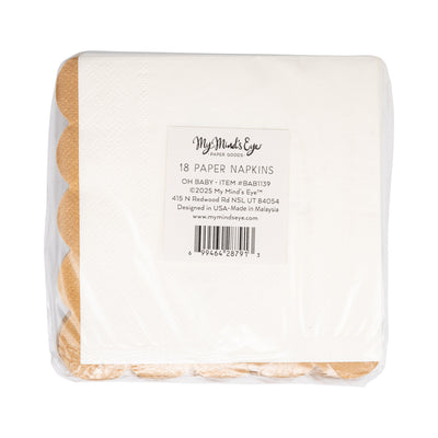 Oh Baby Gold and Tan Cocktail Napkin