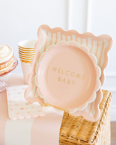 Welcome Baby Pink Plate