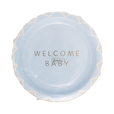 Welcome Baby Blue Plate