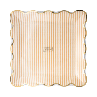 Tan Striped 10" Plate