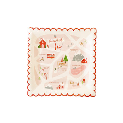 Believe North Pole Map Paper Plate