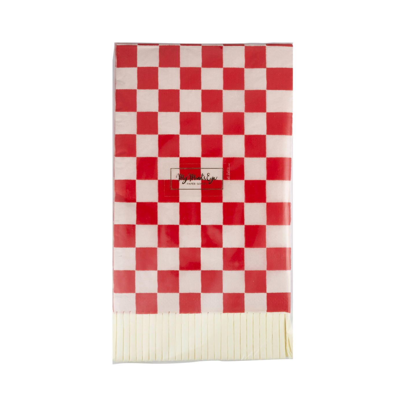 Red and Pink Checked Fringed Paper Dinner Napkins