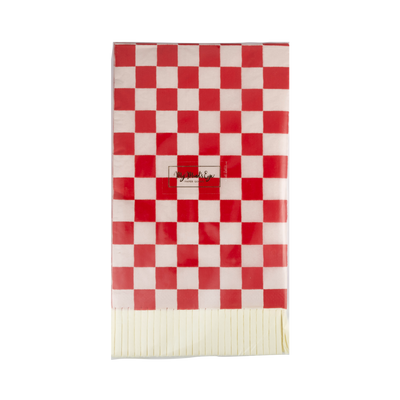 Red and Pink Checked Fringed Paper Dinner Napkins