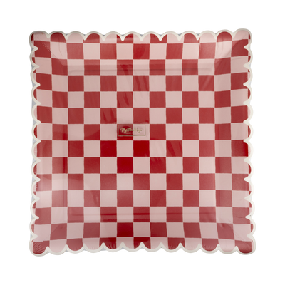 Pink and Red Checked Paper Plates