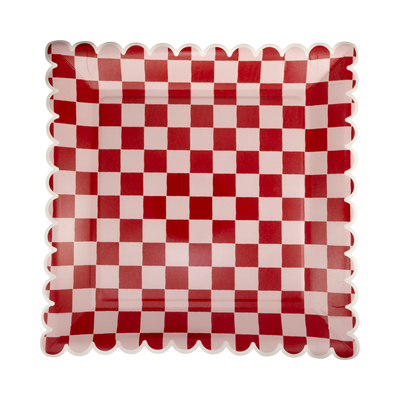 Pink and Red Checked Paper Plates