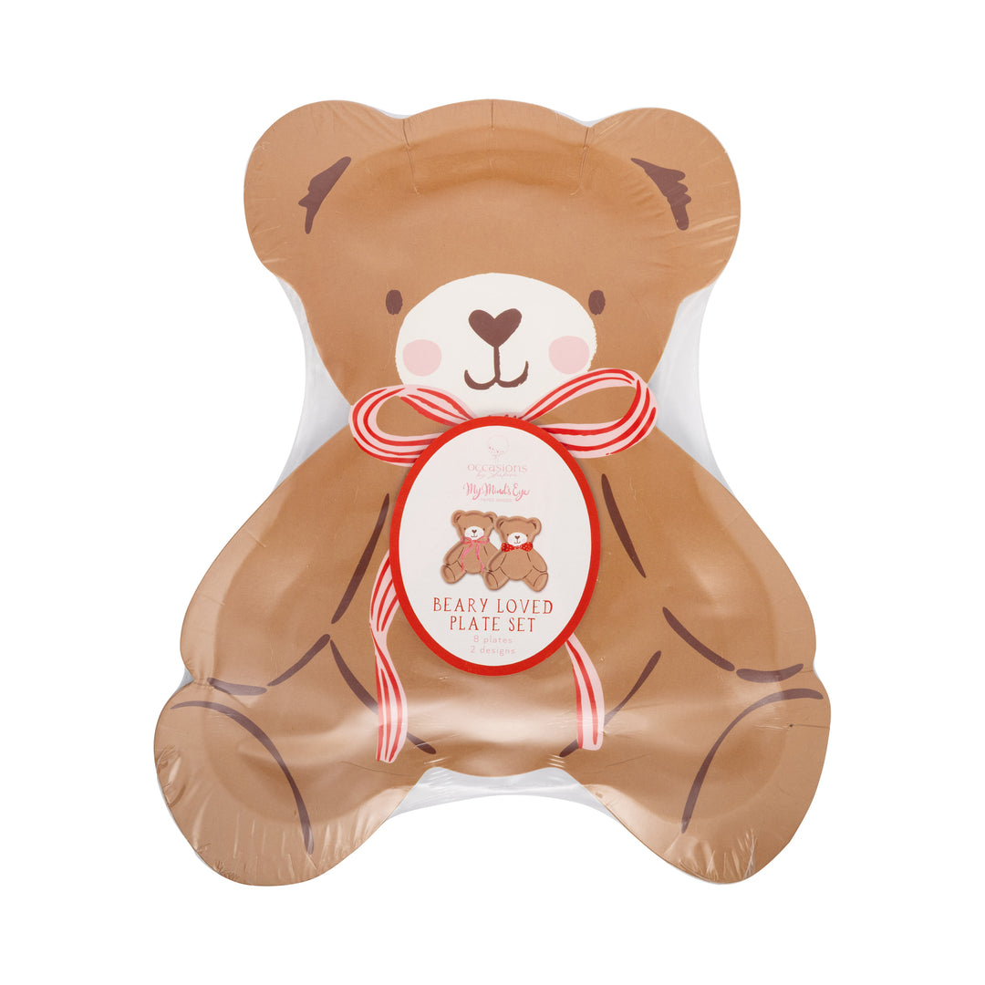 Occasions Beary Loved Teddy Bear Shaped Plate Set.
