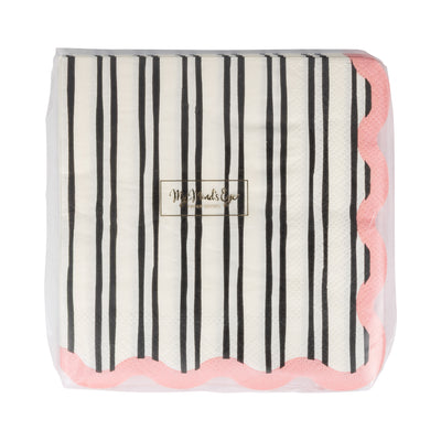 White & Black Striped Cocktail Napkin