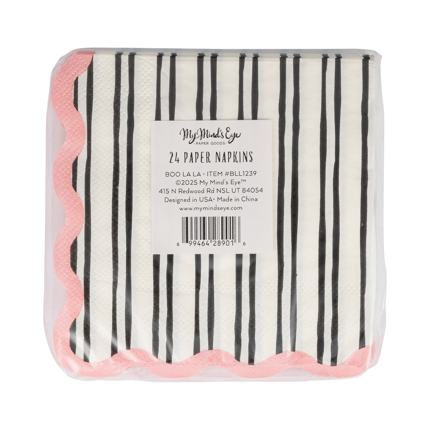 White & Black Striped Cocktail Napkin