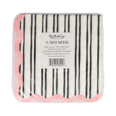 White & Black Striped Cocktail Napkin