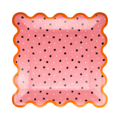 Pink with Black Star Paper Plate