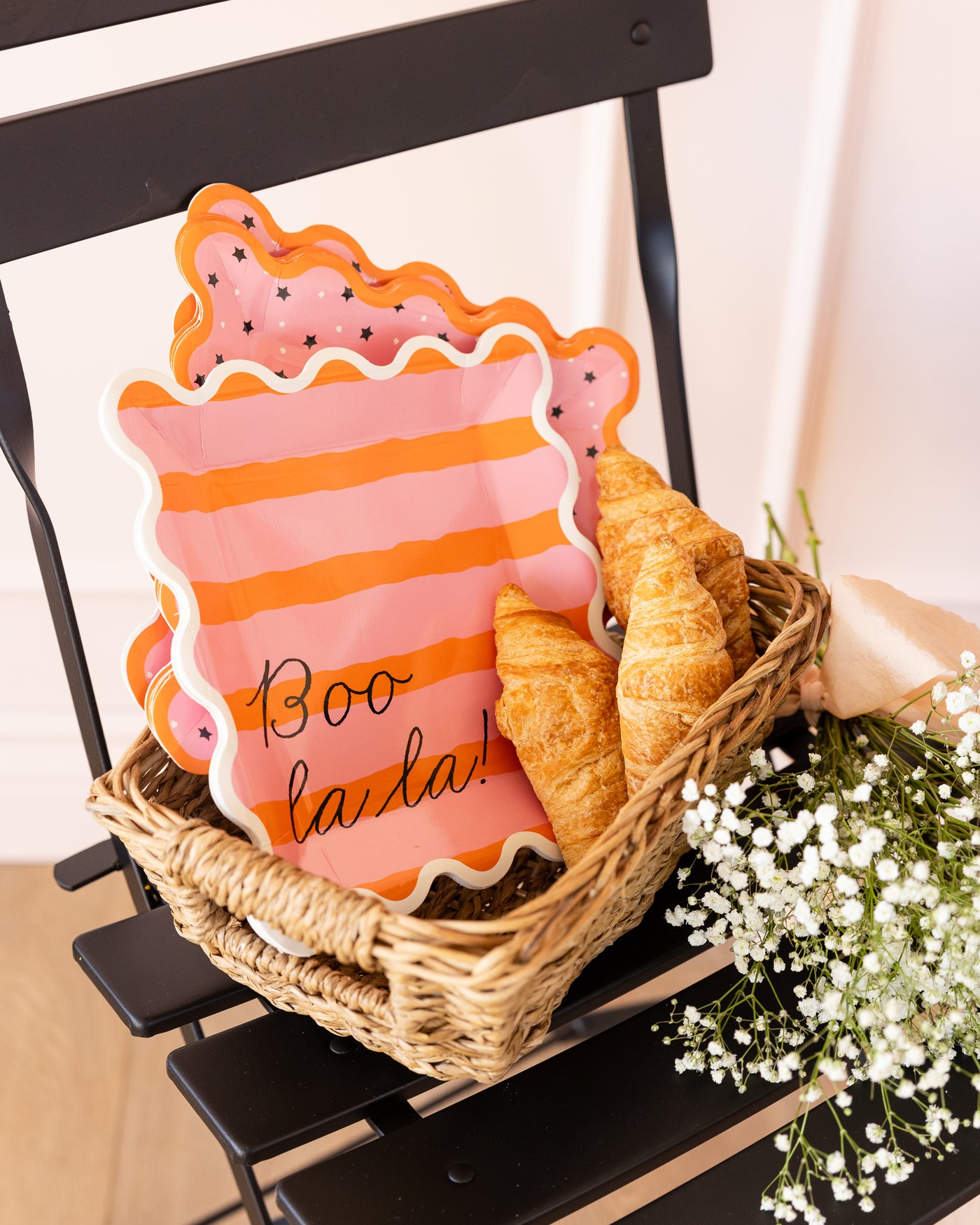 Pink & Orange Boo La La Paper Plate