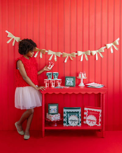 Mint and Green Bow Paper Cups