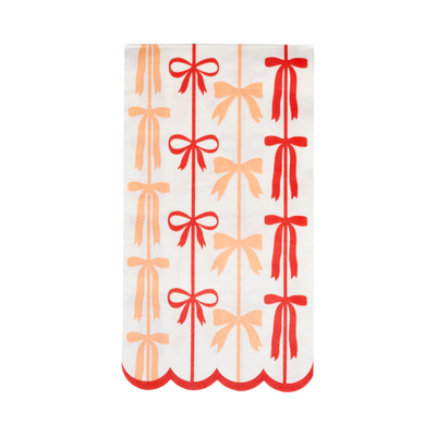 Red and Pink Bow Stripes Dinner Napkin