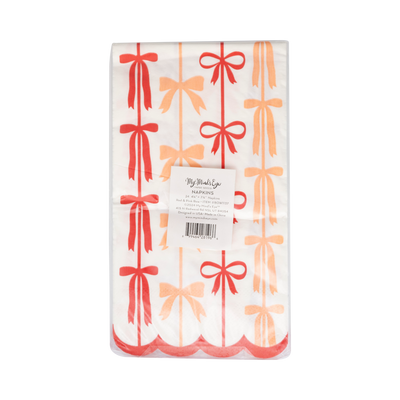 Red and Pink Bow Stripes Dinner Napkin