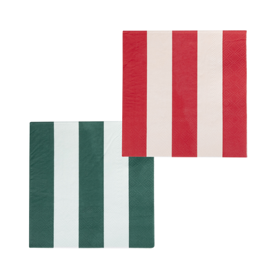 Red and Pink Green and Mint Striped Cocktail Napkin Set