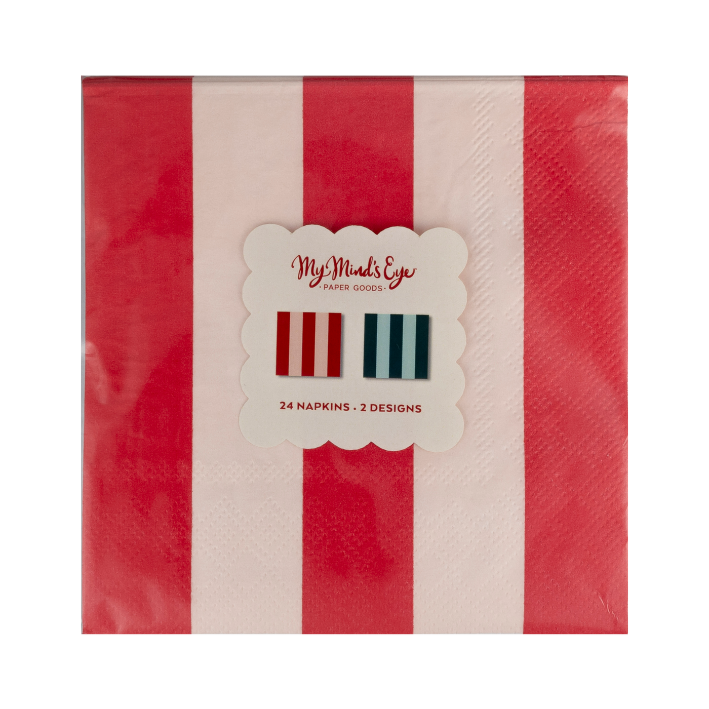 Red and Pink Green and Mint Striped Cocktail Napkin Set