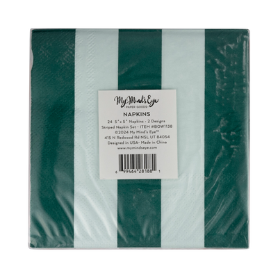 Red and Pink Green and Mint Striped Cocktail Napkin Set