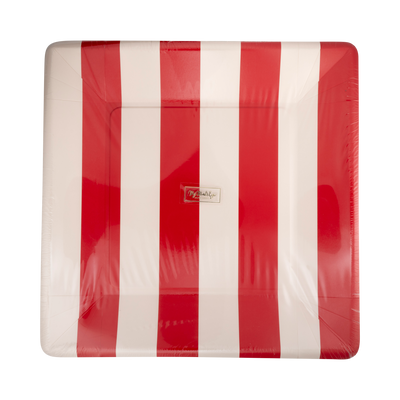 Red and Pink Striped 11" Plate