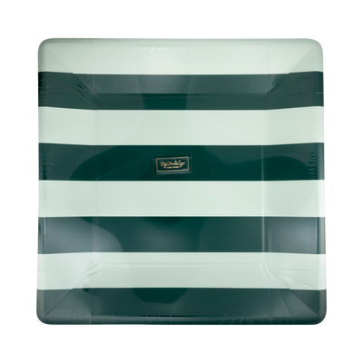 Green and Mint Striped 11" Plate