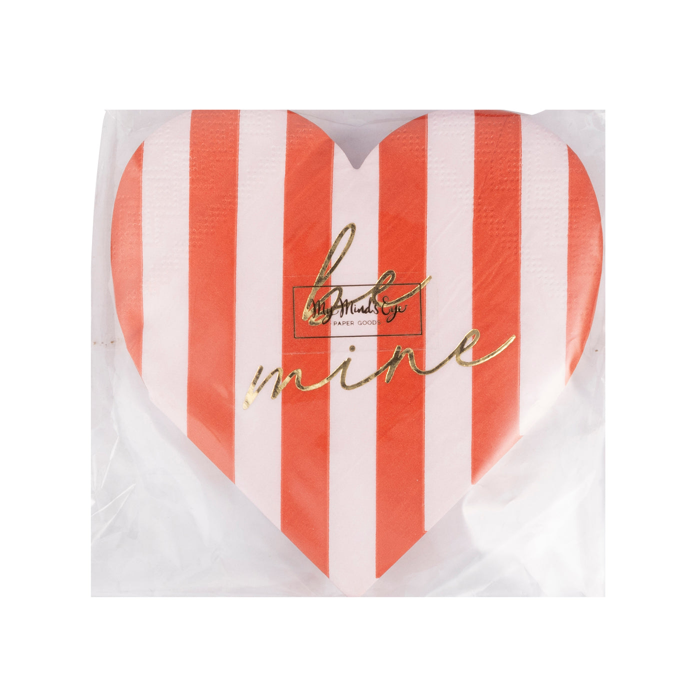 Striped Heart Cocktail Napkin