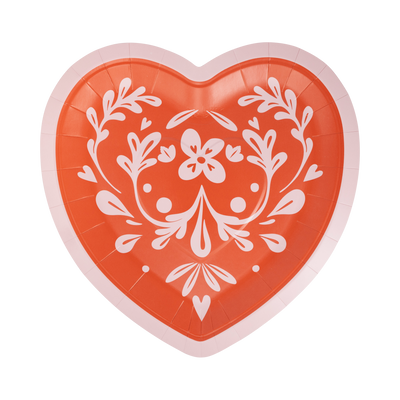 Folk Heart Shaped Plate