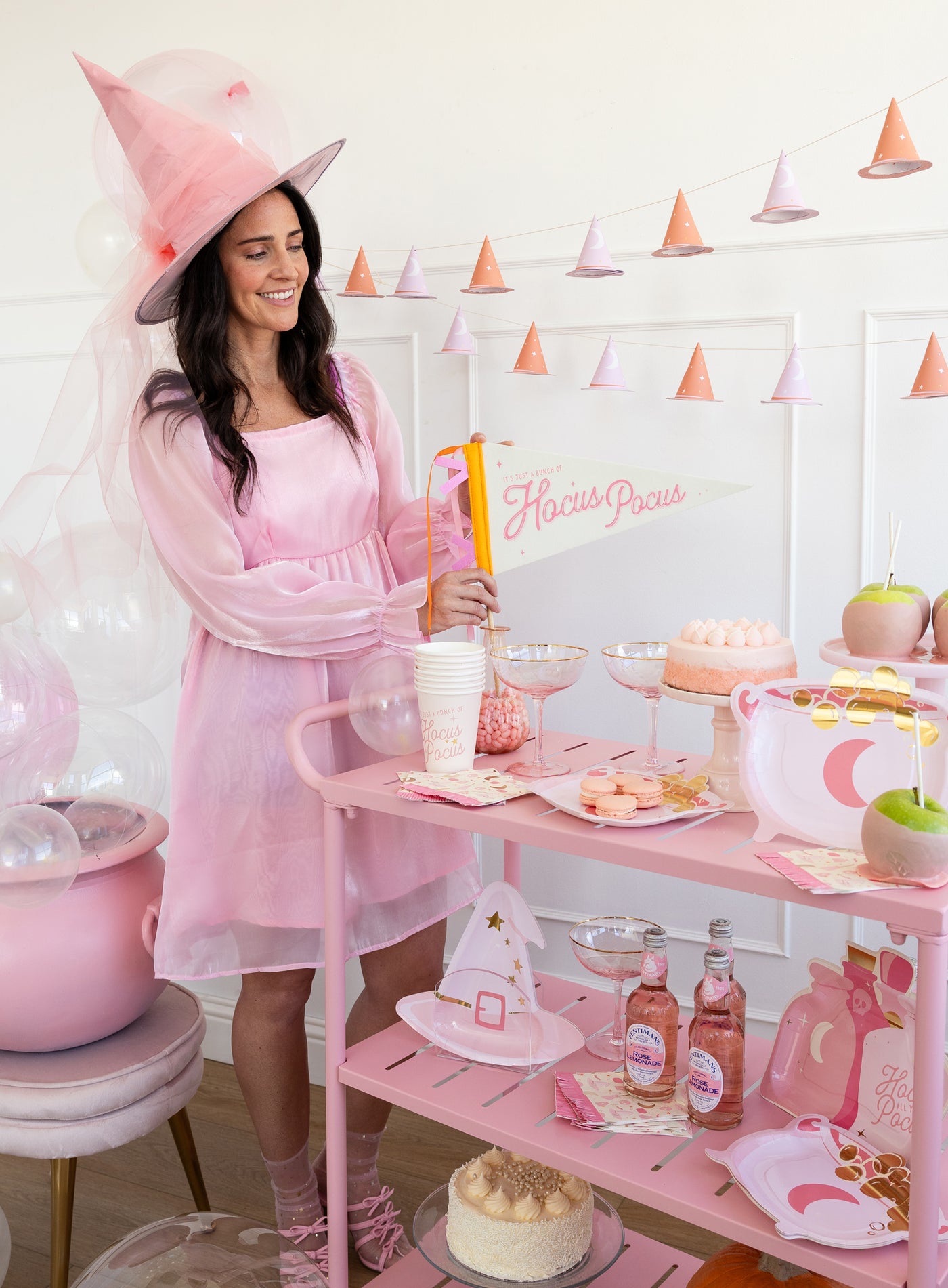 Pink Witch Hat Paper Plate