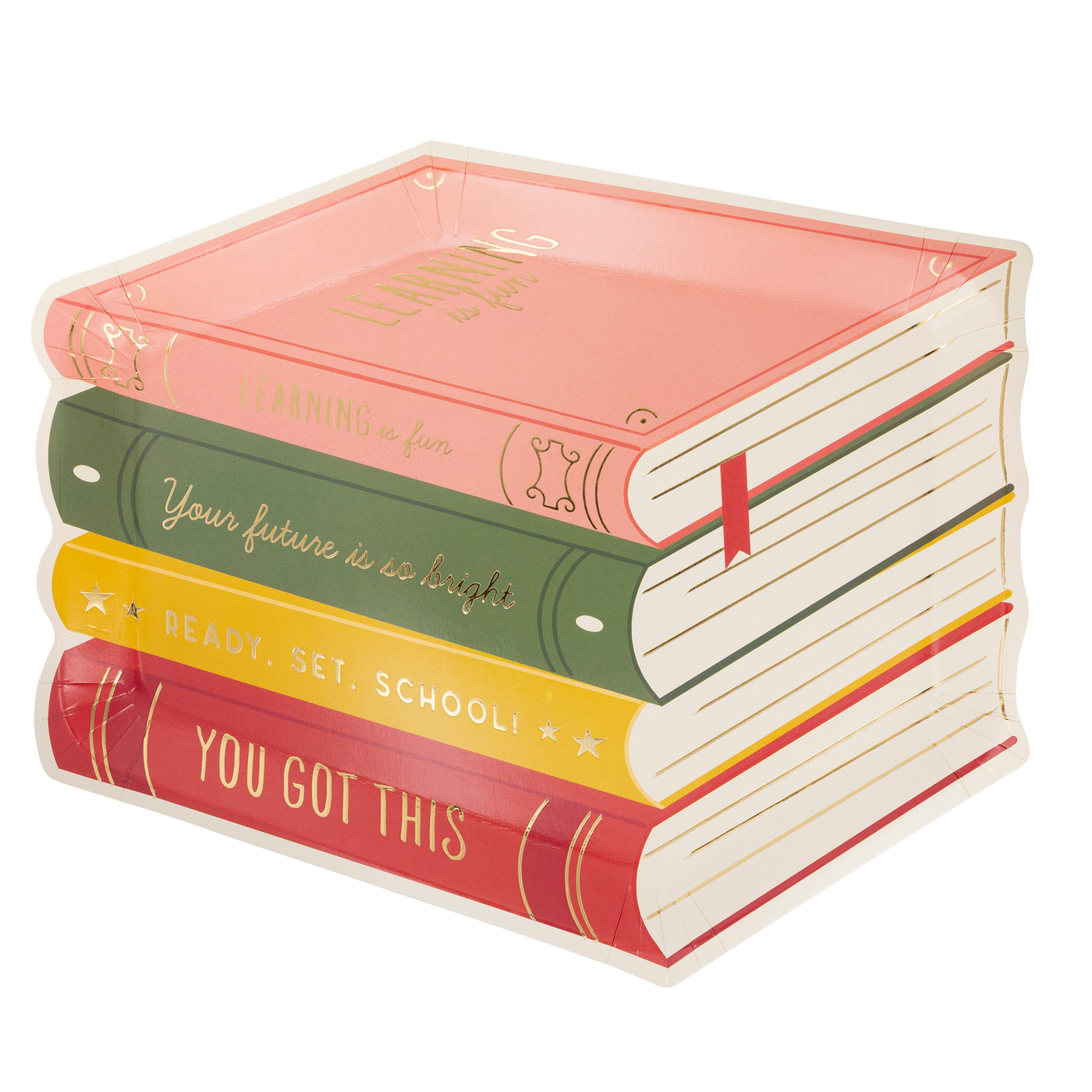 Stack of Books Paper Plate