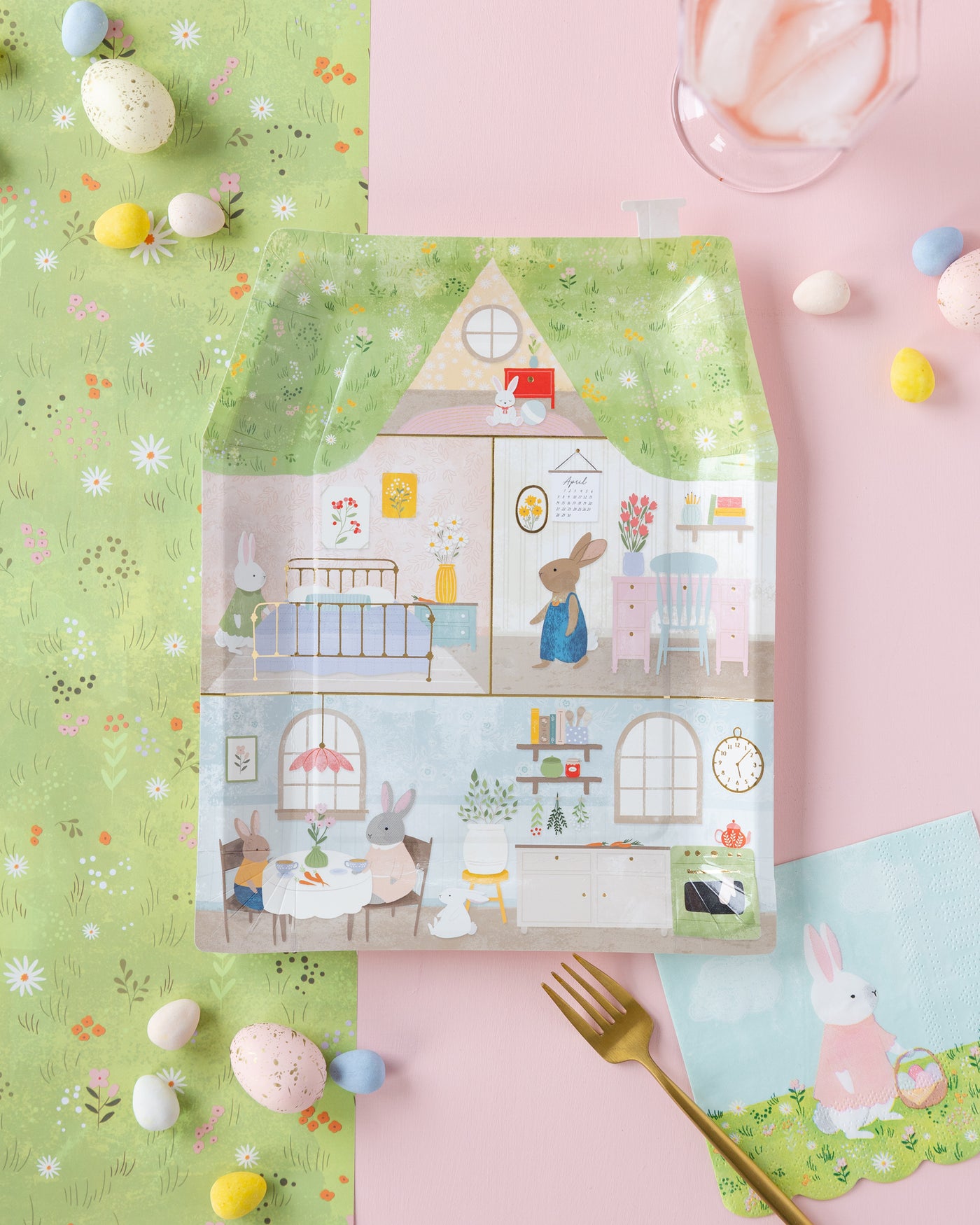 Bunny Cottage Paper Table Runner