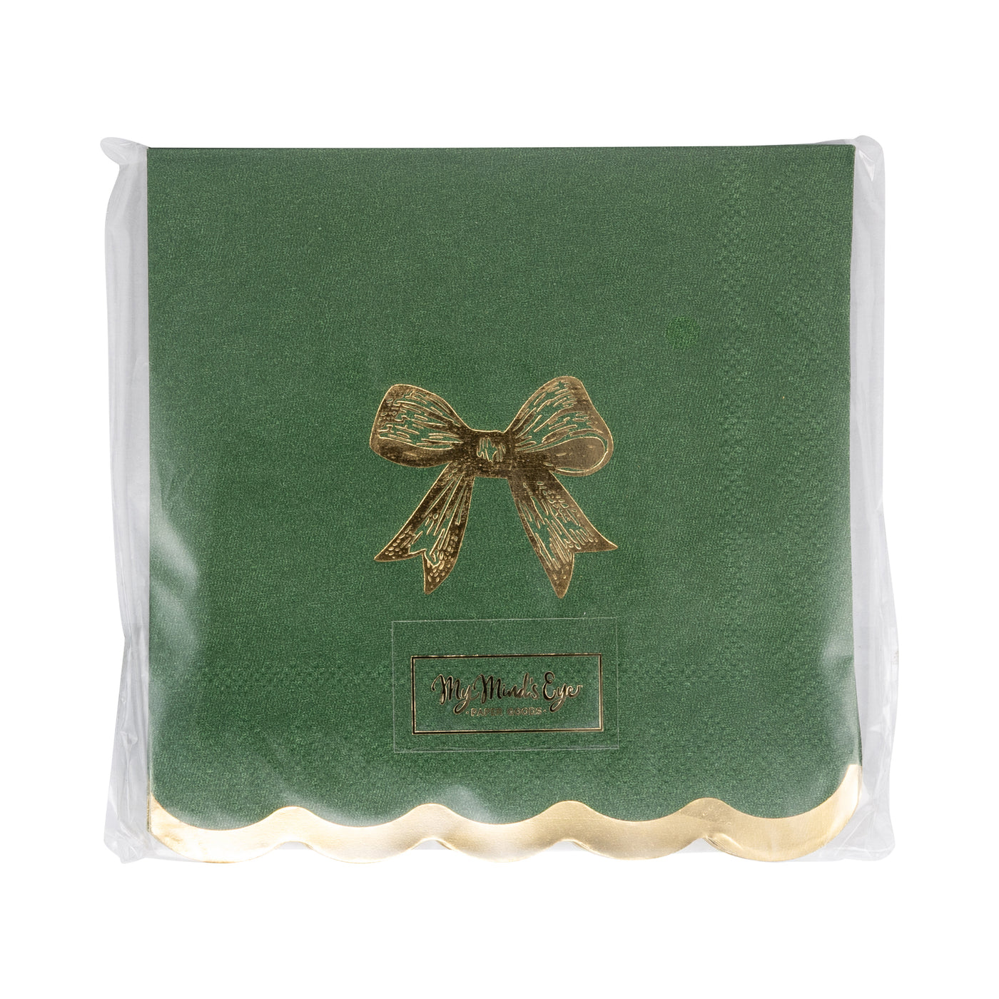Gold/Green Bow Cocktail Napkin