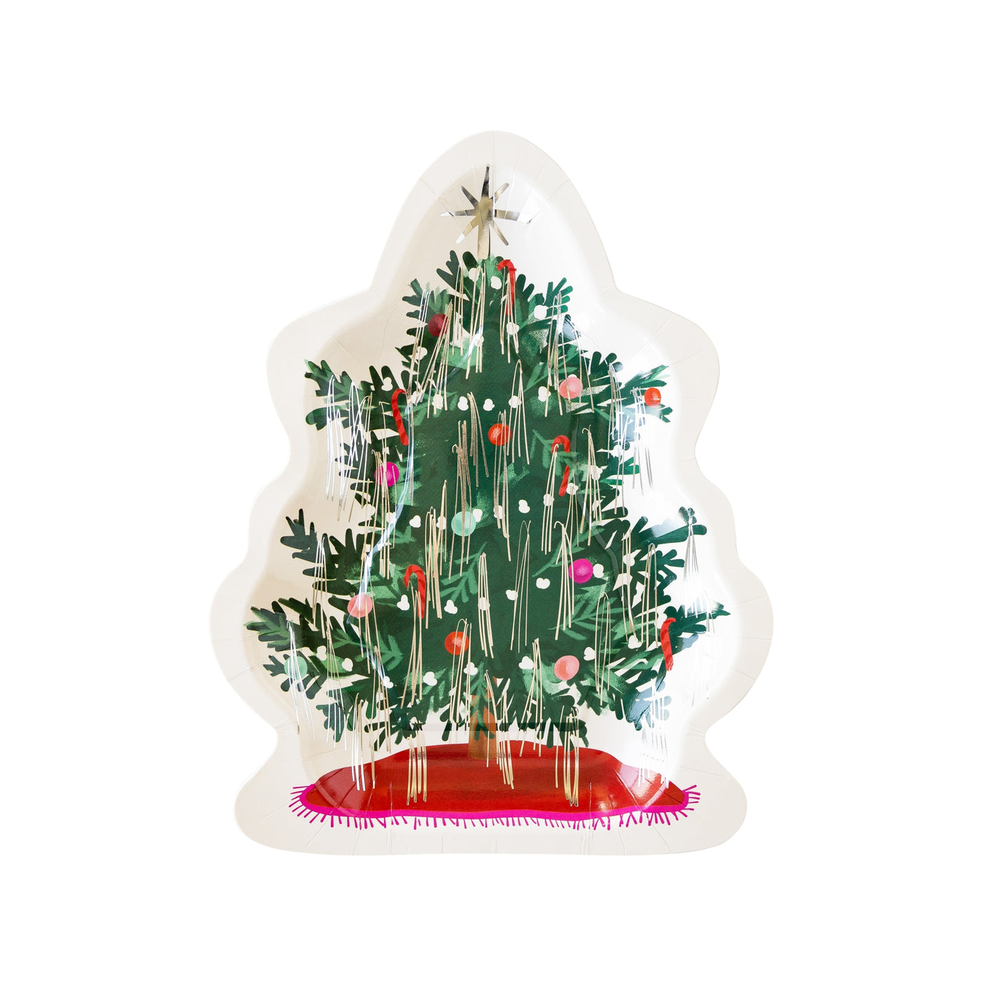 Christmas Baubles Christmas Tree Shaped Paper Plate