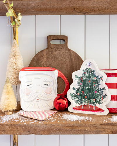 Christmas Baubles Santa Face Mug Shaped Paper Plate