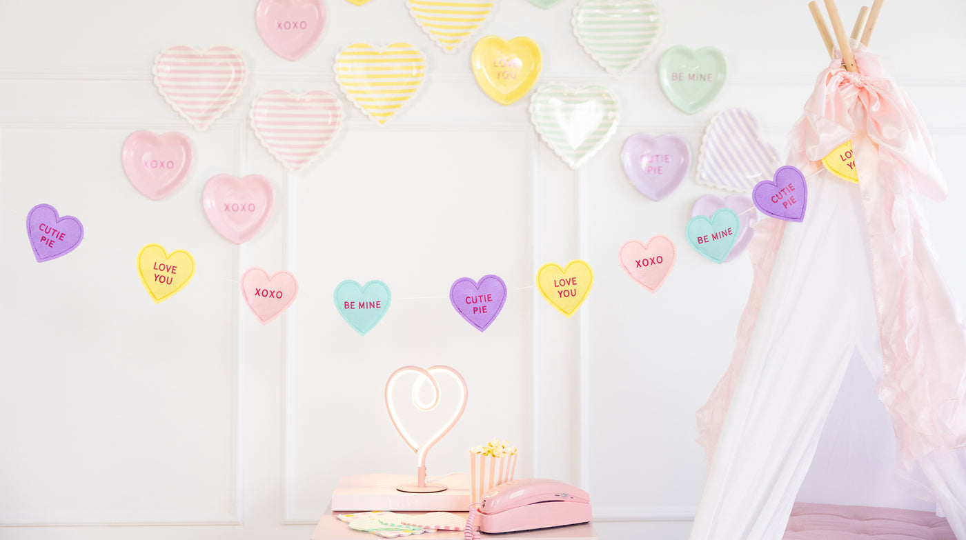 Conversation Hearts Felt Banner