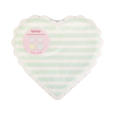 Striped Hearts Plate Set